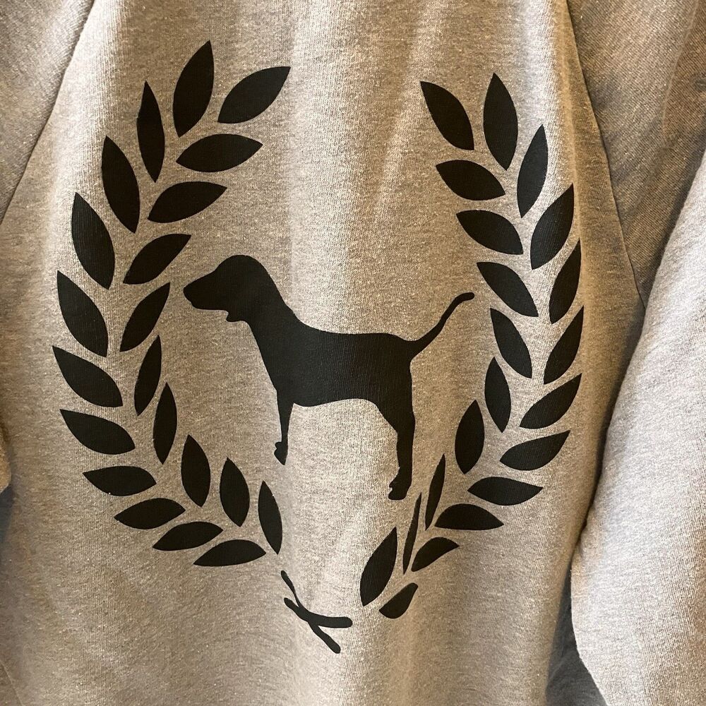 Victoria's Secret Y2K Vintage Sleeve Dog Sweatshirt Small Gray Rainbow Logo Sz M - Picture 9 of 9